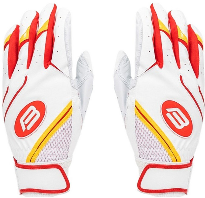 비비케이 and Yellow 배팅장갑 양손착용 세트 BG395, 화이트 + 레드, 1세트