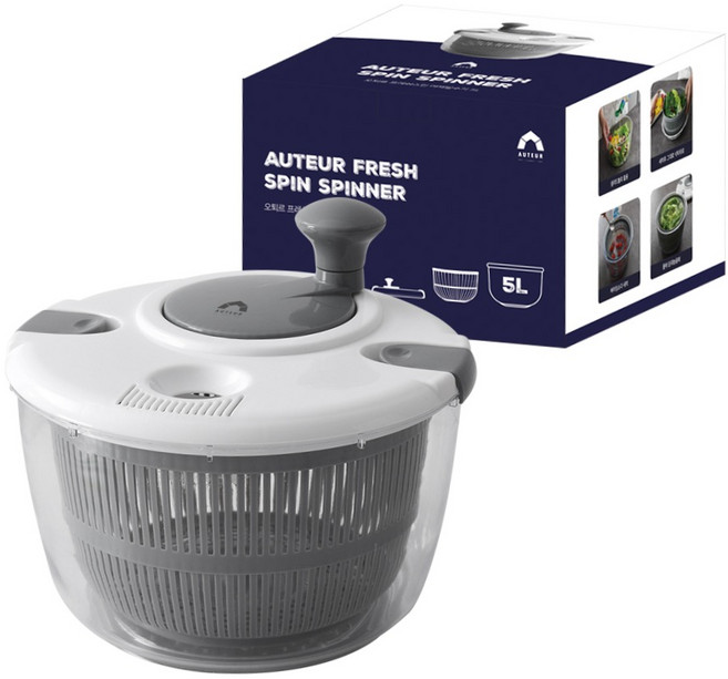 오퇴르 프레쉬스핀 대용량 야채탈수기 5L, 그레이, 1개
