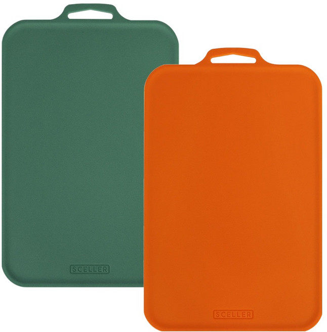 SCELLER 실리 쁘띠 국내제작 향균 칼집 잘 안 나는도마, 캐슬턴그린, 피버오렌지, 1세트