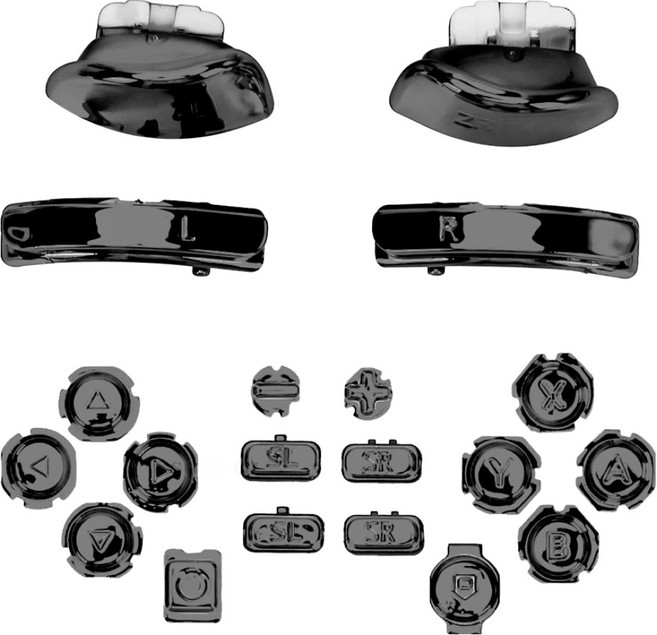 호후 닌텐도 스위치 조이콘 스틱 커버 버튼 리페어 셀프 수리 키트 세트, 크롬블랙, 1세트