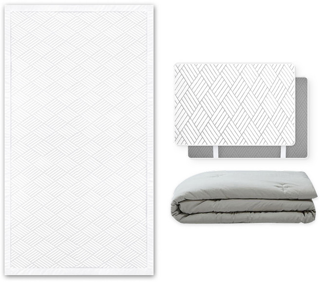 크린포유 오코텍스 Q-MAX 인증 냉감 패드 세트, 화이트(매트, 커버), 아이스그레이(이불), 쿨매트