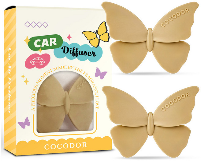 코코도르 솔리드 차량용 디퓨저 2p 세트, 1세트, 베이지플라워(나비)
