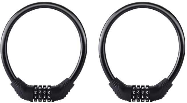 정상아이앤 도난방지 잠금 자전거 자물쇠 와이어락, 블랙, 2개