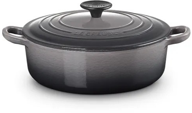 LE CREUSET 圓形鑄鐵燉鍋, 燧石灰, 1個, 24cm