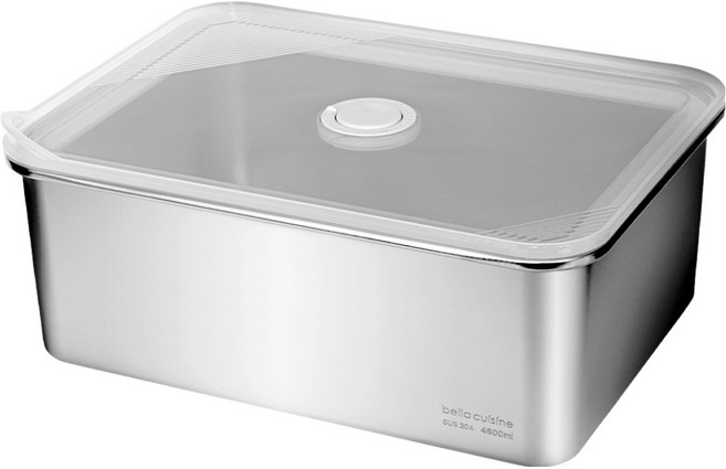 벨라쿠진 스텐 직사각 밀폐용기 냉장 냉동 반찬통 밧드, 1개, 4600ml