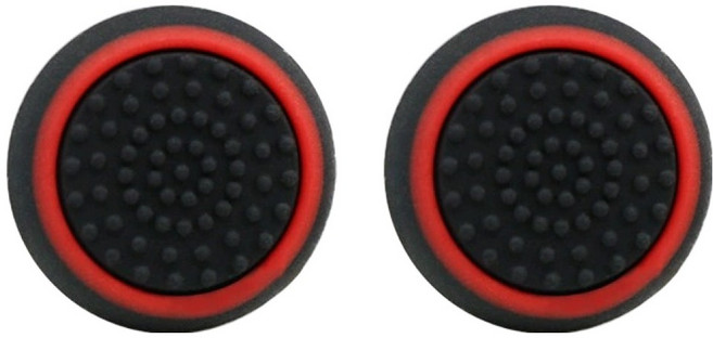호후 플스5 PS5 Portal 포탈 컨트롤러 조이스틱 커버 스틱캡 미방, 블랙 + 레드, 2개