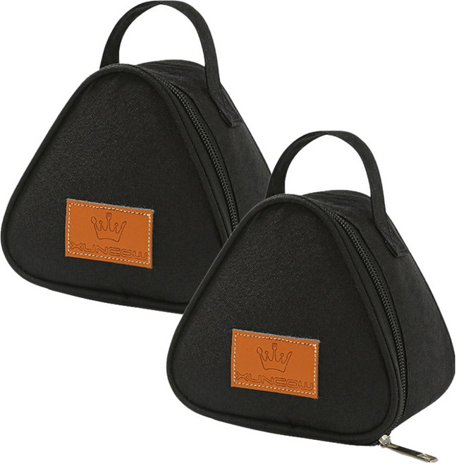 탑피아 귀여운 삼각김밥 보냉백, 블랙, 2개