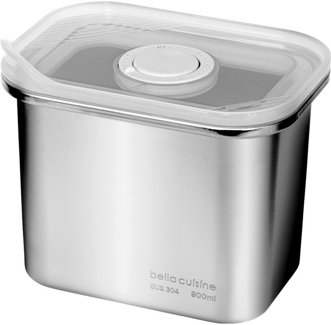 벨라쿠진 스텐 직사각 밀폐용기 냉장 냉동 반찬통 밧드 900ml, 1개, 단품