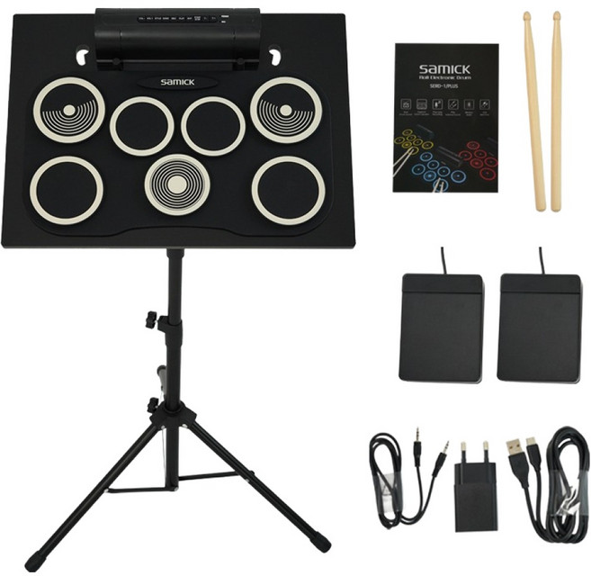 삼익악기 전자드럼 패드 아이보리 SERD-2 + 전용 스탠드 세트, 1세트
