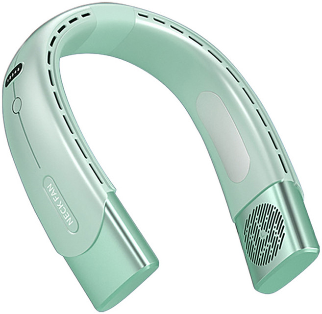 ANTIAN 冰瓷涼感大風力渦輪掛脖風扇 無葉設計 解放雙手 清涼舒適, DS-005, 蘋果綠