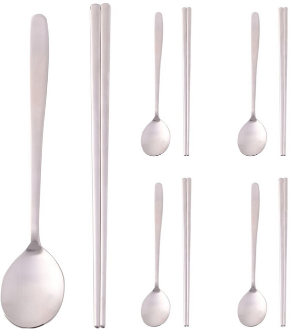 HANIL STAINLESS STEEL 不鏽鋼5人份餐具組, 湯匙 5p + 筷子 5p, 1套, Trust Satin