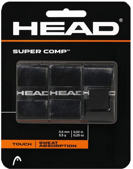 헤드 슈퍼콤프 오버 테니스 그립 3p, 블랙, 1개