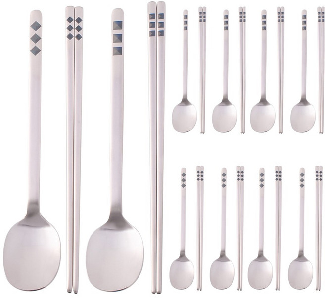 HANIL STAINLESS STEEL 不鏽鋼10人份餐具組, 湯匙 10p + 筷子 10p, 1套, 沙卡沙卡, 瑪摩瑪摩