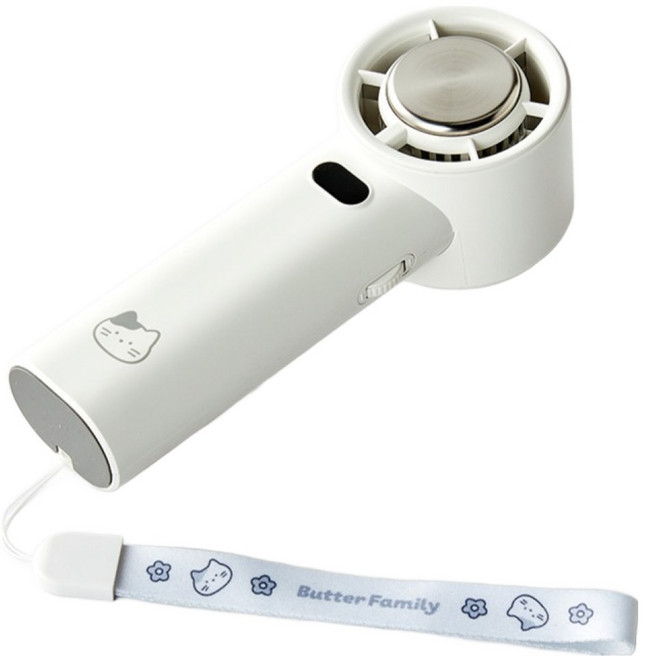 버터 100단 조절 쿨링패드 핸디팬, FT0425005, 밀크캣화이트