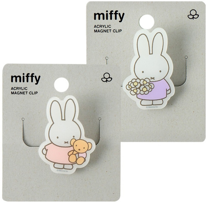 Miffy 壓克力磁鐵夾 2款組合, 1套, 泰迪, 花朵