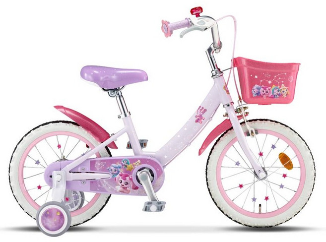 삼천리자전거 2025년형 16 어린이 네발자전거 캐치티니핑 로열티니핑, 라벤더, 111cm, 1개