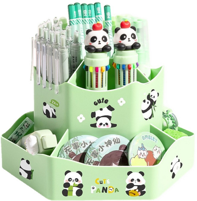 골드팡 대용량 회전 연필꽂이, 파스텔 그린, 1개