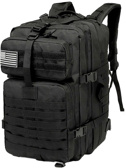 ROJI 대용량 등산 캠핑 백팩 45L, 블랙