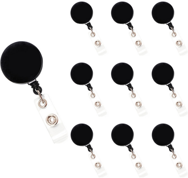 쿠미핸즈 심플 사원증 릴홀더 고리, 블랙, 10개