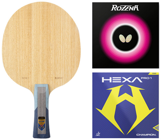 로키 탁구라켓 록스톤11 FL + 로제나 러버 + 헥사프로1 러버 세트, 1세트, 로키 록스톤 11 FL