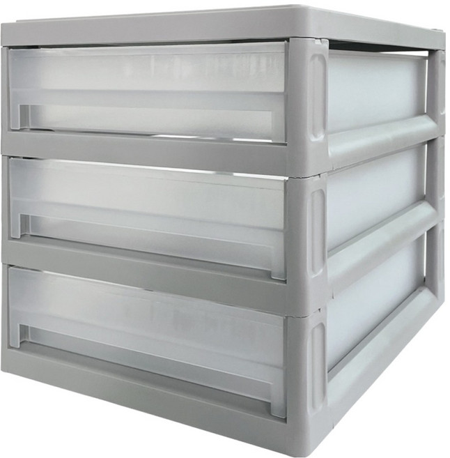 올유리빙 서류정리함, 그레이, 3단