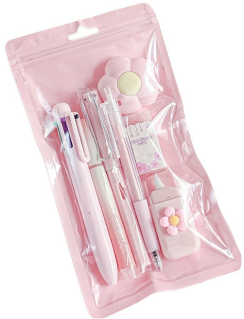 일상속반짝 학용품 7종 세트, 핑크, 1세트