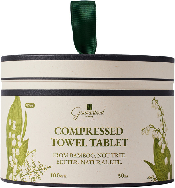 게런티드바이바스틀리 더 도톰해진 압축타올 물티슈, 1개, 50매