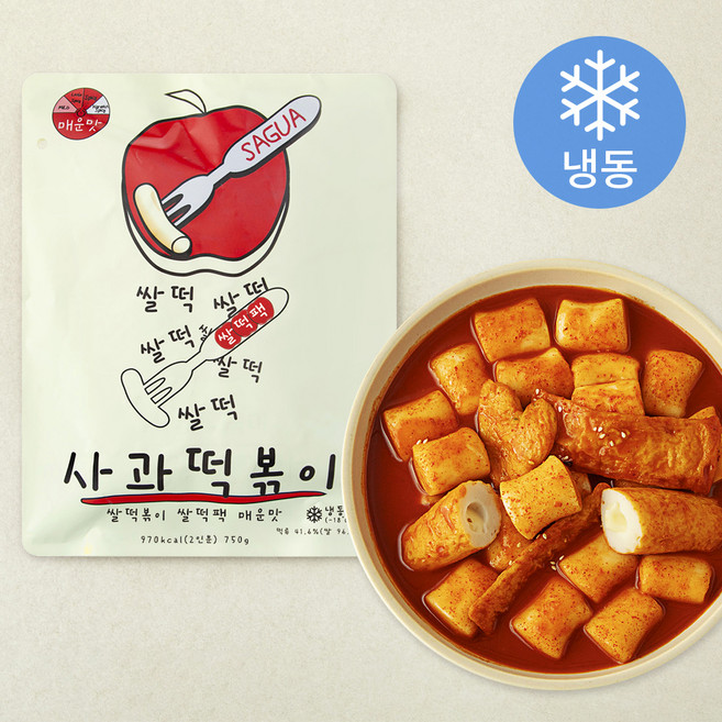사과떡볶이 쌀떡팩 쌀떡볶이 매운맛 (냉동), 750g, 1개