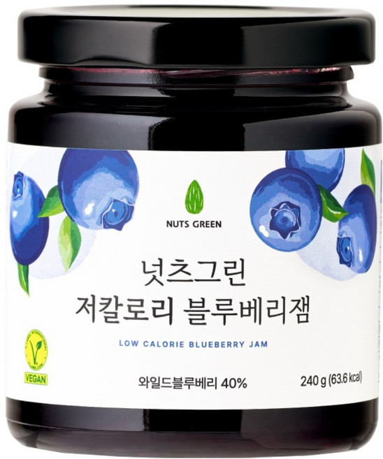 넛츠그린 저칼로리 블루베리잼, 1개, 240g