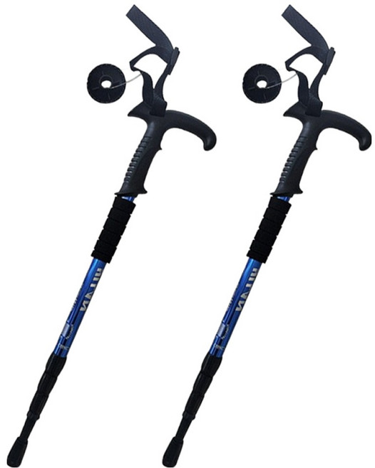 엘쏘 4단 접이식 간편보관 컬러풀 등산스틱, 4간곡선블루, 2개