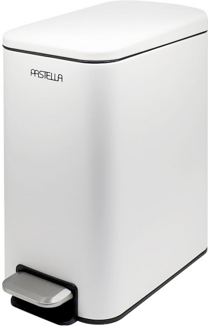 파스텔라 스텐 무소음 페달 휴지통 12L, 화이트