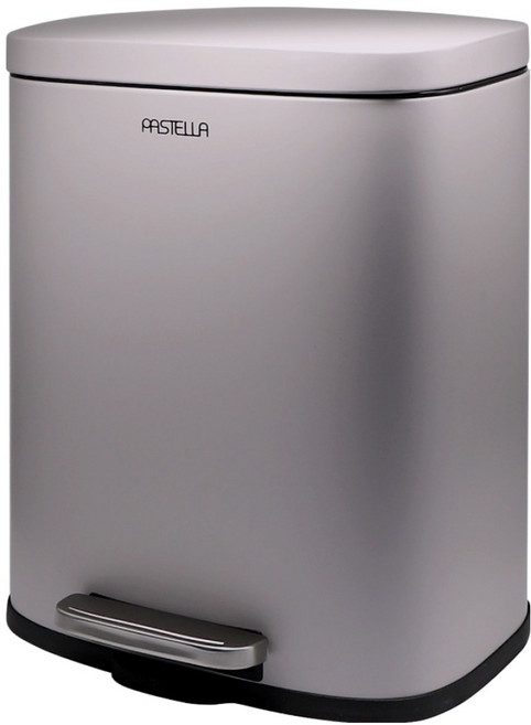 PASTELLA 스텐 무소음 페달 휴지통 20L, 그레이