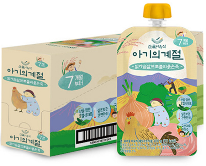 에코맘의산골이유식 아기의계절 중기 닭가슴살 브로콜리 묽은죽, 100g, 10개