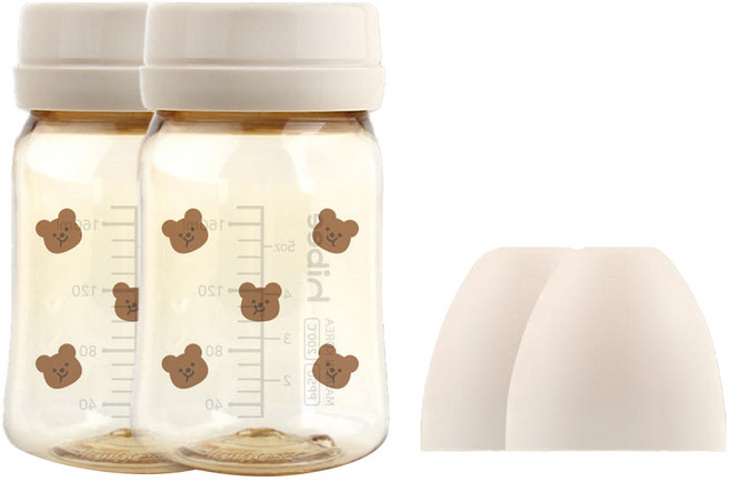 하이비 유아용 PPSU 노꼭지 젖병 트윈팩, 볼빵곰 + 샌드, 170ml, 2개