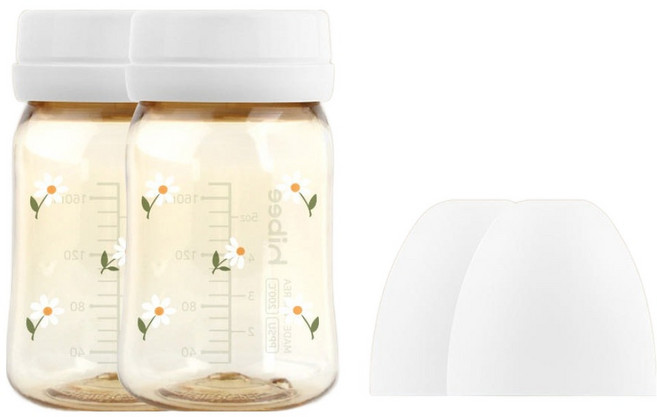 하이비 유아용 PPSU 노꼭지 젖병 트윈팩, 데이지 + 화이트, 170ml, 2개