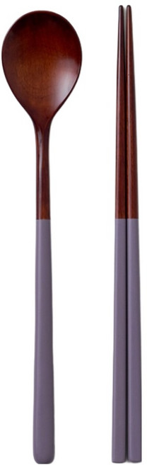 칠몽 순수 옻칠 나무 1인용 수저 세트 24cm, 보라, 1세트, 숟가락 + 젓가락