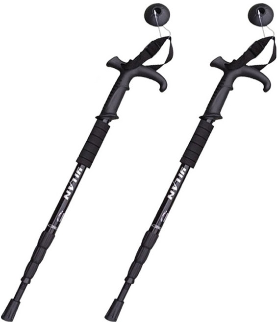 엘쏘 4단 접이식 간편보관 컬러풀 등산스틱, 4단곡선블랙, 2개