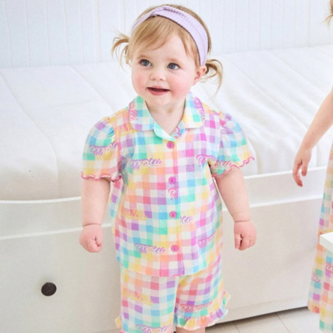 몰리멜리프렌즈 여아용 통기성 샤베트 반팔 파자마 세트