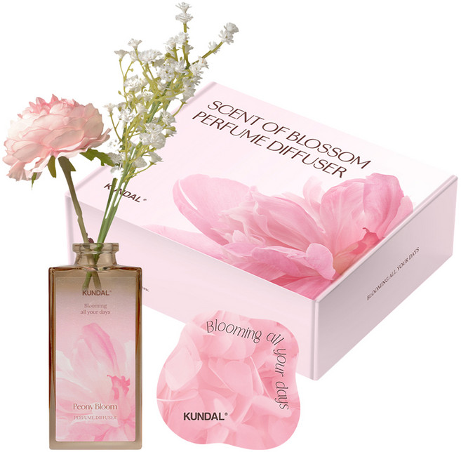 쿤달 센트 오브 블라썸 퍼퓸 디퓨저 선물세트 125ML, 피오니 블룸, 1세트