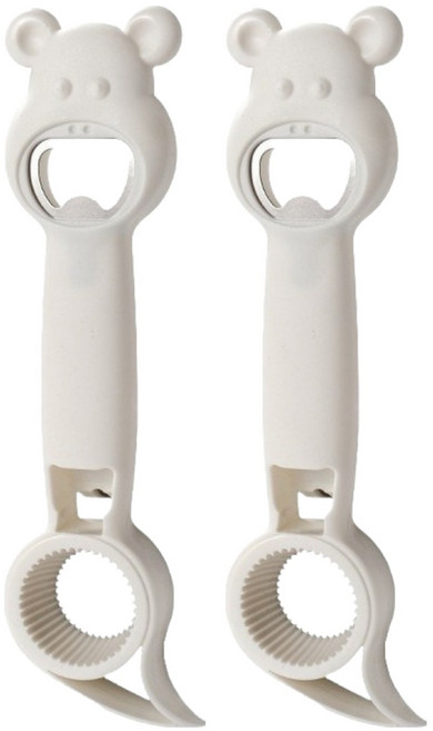 곰돌이 다목적 4 in 1 병 캔 오프너, 1 화이트, 2개