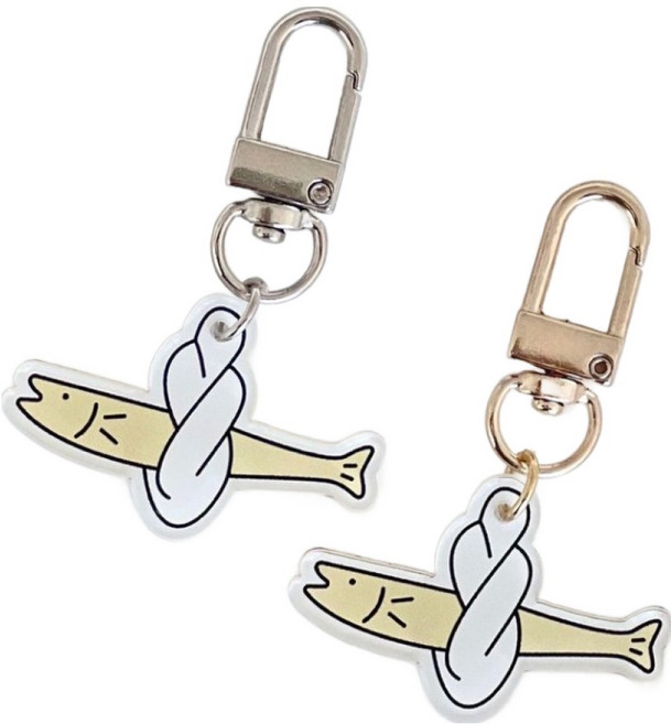 도림 액막이 명태 재물운 행운 선물 자동차 키링 2종 세트, 실버, 골드, 1세트