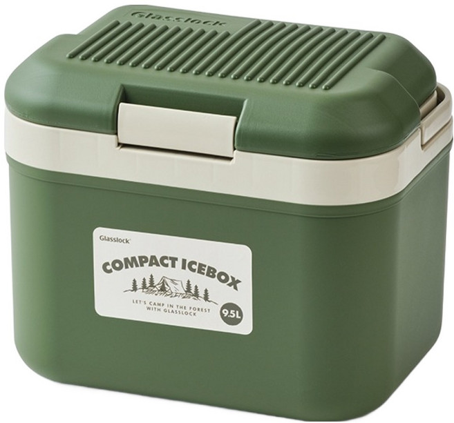글라스락 컴팩트 아이스박스, 카키, 9.5L