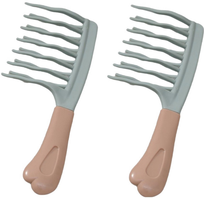 데이그린 2중 커브 헤어 컬링 파마 볼륨 웨이브 펌 빗, 2개, 민트