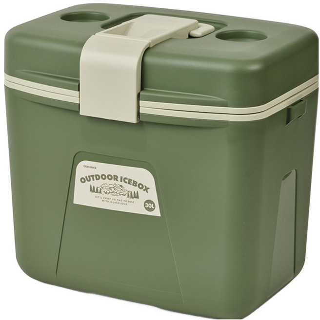 글라스락 아웃도어 아이스박스, 카키, 30L