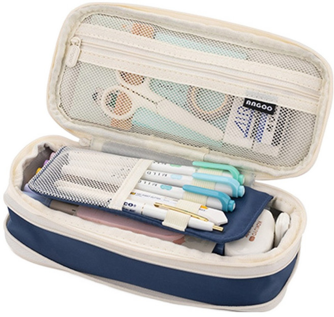 아트조이 대용량 확장 필통, 1개, 네이비