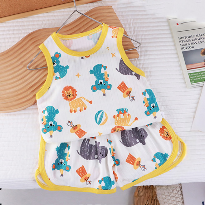 조이멀티 엠케이 아동용 냉감 통기성 꿀잠나시 자가드 캐릭터 아이스쿨 실내복 상하의 세트