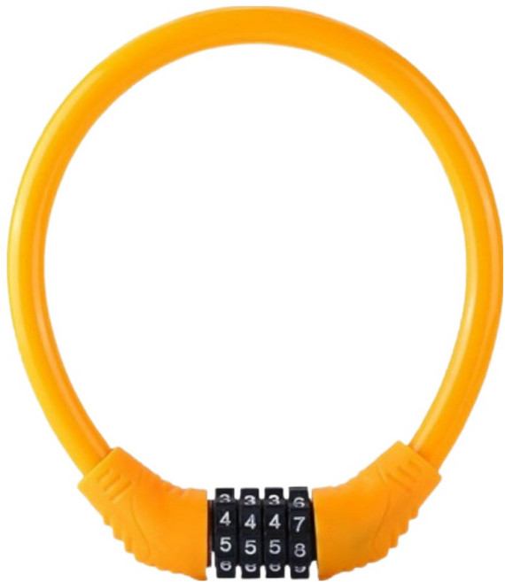 정상아이앤 도난방지 잠금 자전거 자물쇠 와이어락, 옐로우, 1개