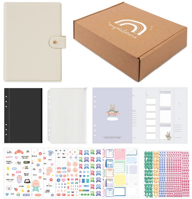 리코즈 듀이 접착식 출산 임신 선물세트 초음파앨범 풀패키지, 바닐라