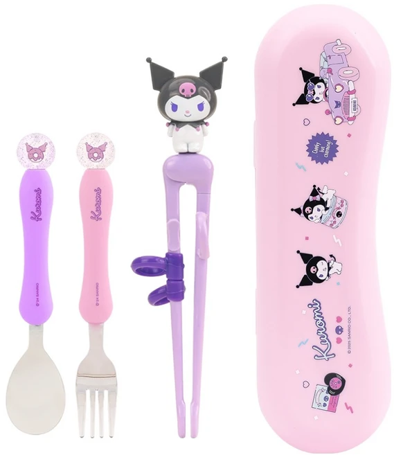 릴팡 유아용 더스틱 맥스 그리피케이스 4p 세트, 쿠로미, 젓가락 + 스푼 + 포크 + 케이스, 1세트 - 쿠팡