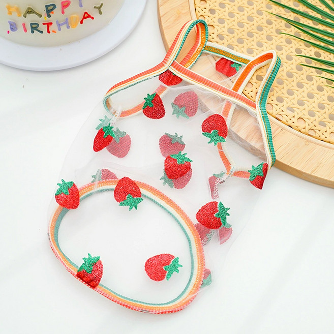 아티펫 반려동물 시스루 패턴 통기성 조끼, 딸기, 1개